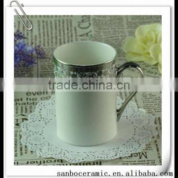 Cheap 200ml Bulk Black Printing White Ceramic Coffee Mug