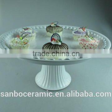 Ceramic Cake Stand , Metal Cake Stand White for Wedding & Party With Dome photo-6