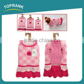 Cheap dog clothes bulk winter pink hand knit female dog sweater dresses