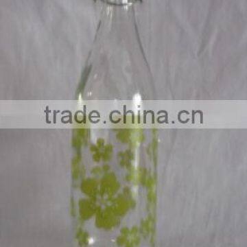 1000ml Color Printing Glass Juicer With Clip Top Rail