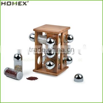 Bamboo Ktichen Revolving Storage Rack With Spice Holder/Homex_Factory