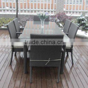 All Season Outdoor Furniture Rectangle Rattan Table and Chairs Dining Set photo-6