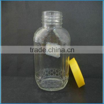 clear storage jar for honey, empty glass bottle