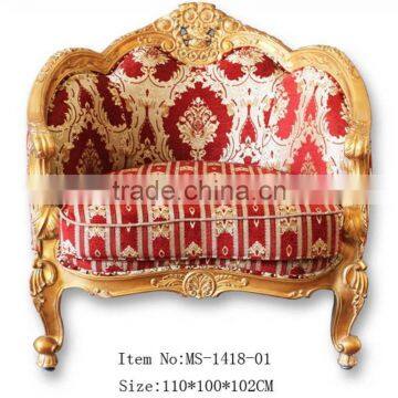 MS-1418-01 France style furniture sofa set in gold finish with fabric