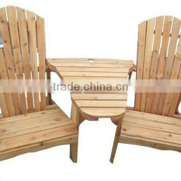 Wooden Double Adirondack Chair with side table