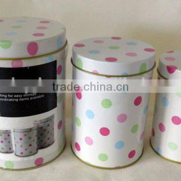 colorful dots 3 storage tins