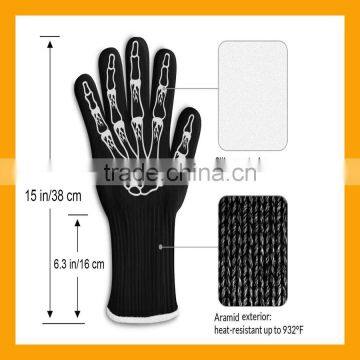 15 Inch Extra Length Heat Protective Cooking Gloves Cotton Insulated Heat Defender Gloves photo-2