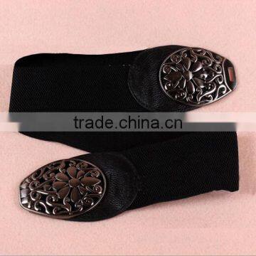 Wholesale Antique Flower Pattern Alloy Buckle Elastic Sex Women Lady Waist Belt photo-3