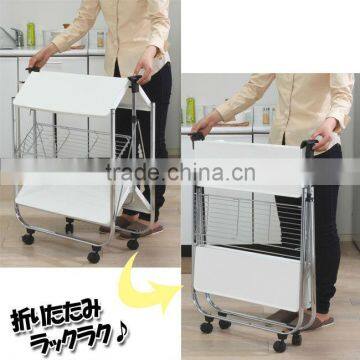 Folding Hand Cart, Metal Kitchen Dining Serving Cart photo-5