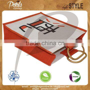 Jute Wine Bag With Cane Handle photo-4