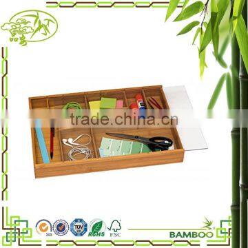 Aonong Djustable Bamboo Drawer Organizer with Acrylic Slide Cover