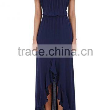 2016 Elegant Navy Blue Off Shoulder Chiffon Evening Gown HSD8152