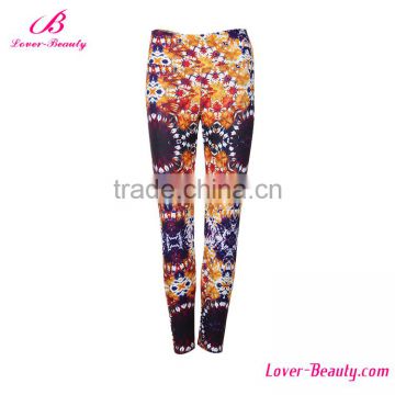 2017 Custom Orange Casual Tights Women Flower Yoga Leggings