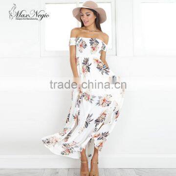 Maxnegio off shoulder backless bohemian girls smoking high slit dress