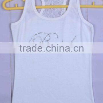Wholesale Black Tank Tops Custom Rhinestone And Printing Design For Women photo-3