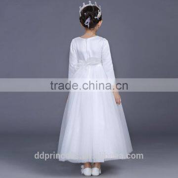 2017 Long Communion Dress Celebrity Dress White Evening Dress Long Sleeve photo-5