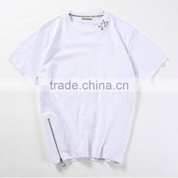 Fashion Blank White Tees Mens Curved Hem t Shirt for Men photo-2