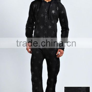 mens black onesie all over tonal print