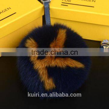 Fox Fur Ball Bag Pendant Letter Ball Keychain 14-15CM Big Ball Fashion Accessory photo-5