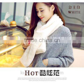 Super Quality New Winter Fashion Women Scarf Faux Rabbit Fur Plush Warm Scarf Lady Solid Color Scarves photo-4