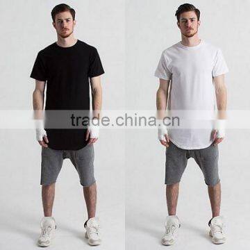 China factory tall t-shirts wholesale HipHop Elongated Style long li ne t-shirt