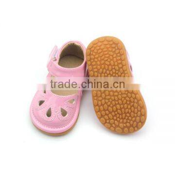 Lower MOQ Leather Kids Sandals Soft Rubber Squeaky Shoes photo-4