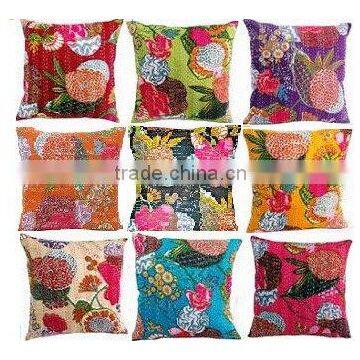 Indian Handmade Kantha Cushion Covers , Cotton/boho/ Hippie/chic/ Housewarming Gift/ Birthday Gift/ Banjara photo-4