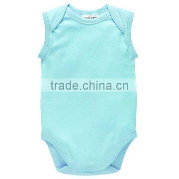 High Quality Sleeveless Blank White Cotton Baby Romper Bodysuit photo-2