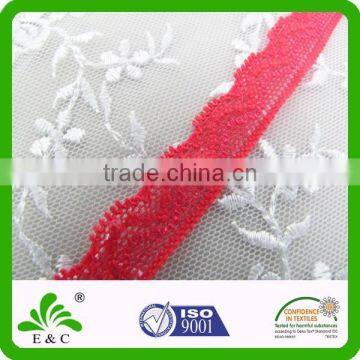 2015 New Arrival Oeko-Tex100 Factory High Quality Narrow Size Red Knitted Elastic Lace photo-2