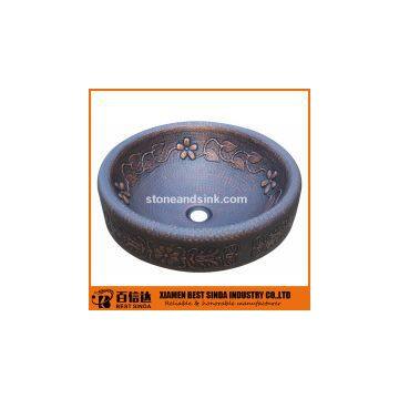 Compact top mount copper bathroom wash basins