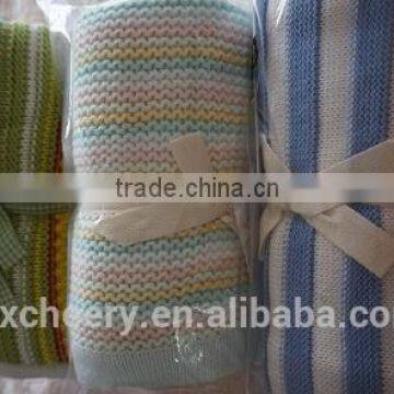 super soft 100% Cotton/bamboo/chenille /acrylic/polyester Knitted / Jacquard throw Blanket