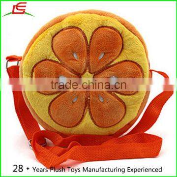wholesale custom orange soft plush bag kids school backpack
