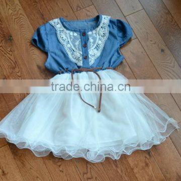 Wholesale toddler little girls denim and lace cowgirl tutu dress M5042008