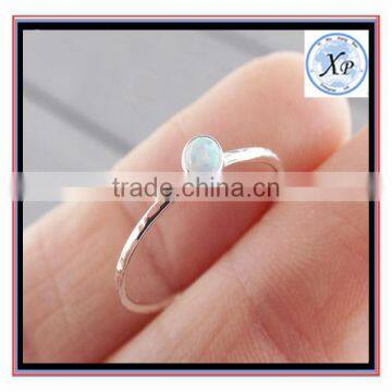 wholesale jewelry zinc alloy silver Textured Opal Stacking Slim Gemstone Rings for women