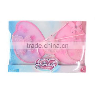 Pink butterfly wing + plastic headband + magic wand popularfairy butterfly wings cheap set with PVC box