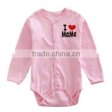 Sweet Heart Pattern Solid Color 100% Cotton Baby Romper With Long Sleeve photo-5