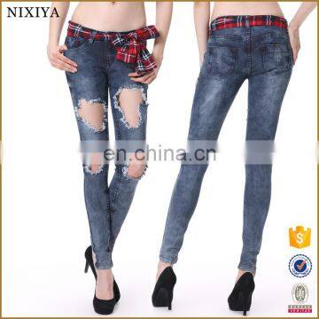 Nixiya Brand Stretch Denim Jean Slim Tight Pencil Pants