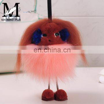 Luxury Colorful Fox Fur Animal Accessory / Fox Fur Bag Charm Key Chain photo-5
