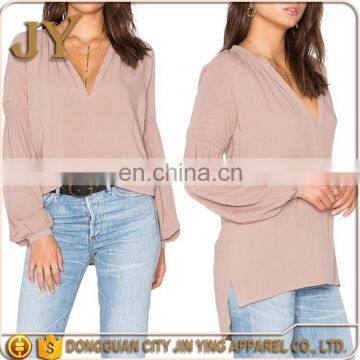 Sexy Long Sleeve Pleat Blouses Feminine Blouse China Wholesale Women Blouse 2015 Saree Blouse Hand Designs