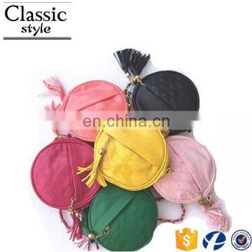 CR Fast Delivery Styling Elegant Round Shape Tassels Zipper With Long Chain Women Purse Red Crossbody Shoulder Bag photo-2