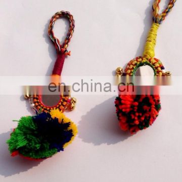 Beautiful handmade Indian tassels Vintage mirror small key chain/zip puller ..2015.. Xmas offer