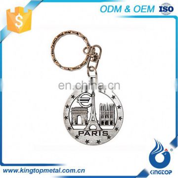 Oem Production Fashional Zinc Alloy Metal Eifel Tower Keyring Custom Keychain Souvenir