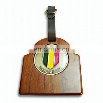 Metal with wood base luggage tag wood tag wood golf bag tag