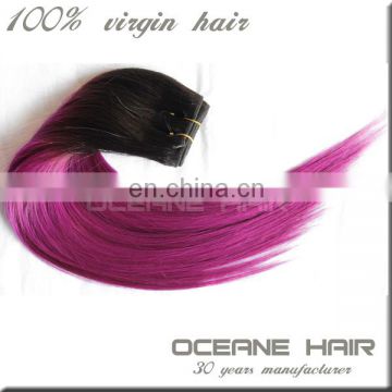 Unprocessed factory price cheap two tone remy ombre hair extension