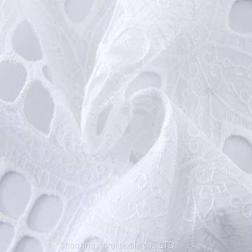 white lace embroidery organic cotton embroidered fabric