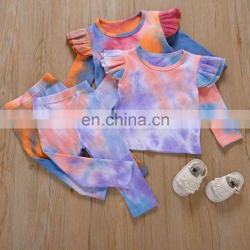 RTS Tie Dye Romper And Bloomer Ribbed 2 Piece Set Toddler Girl Fall Clothing