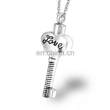 Memorial keepsake key cremation ashes necklace jewelry titanium steel pet urns pendants