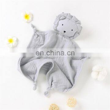 Organic Muslin Blanket Cute Knotted Lion Baby Comforter Toy photo-5