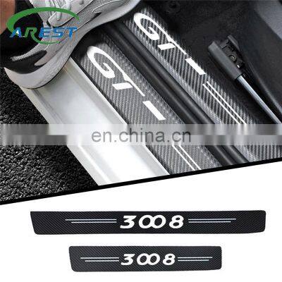 4pcs car Carbon fiber cloth Door Sill Strip for  Peugeot GT 3008 5008 4008 3008GT 2008 508 408 308 accessories car styling