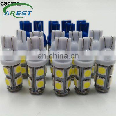 Carest 100x LED T10 W5W LED Bulbs 9SMD 5050 W5W T10 LED White Blue auto car wedge clearance lights W5W 194 168 led interior lamp